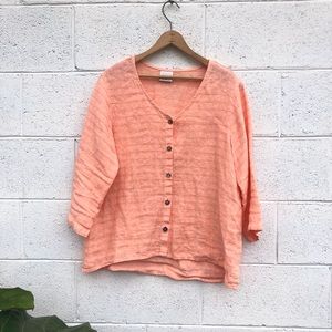 Linen Peach Button Down